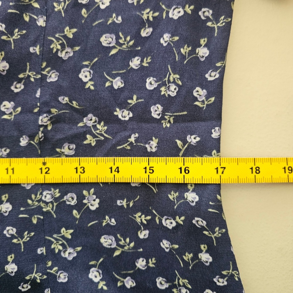 VTG LL Bean Overall Maxi Dress 6 Blue Floral Button Front 90s Cottagecore Jumper - Picture 6 of 8
